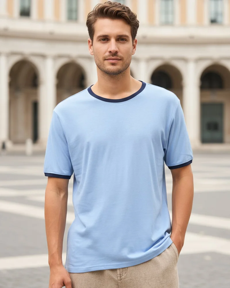 bewakoof Men's Clear Sky Blue T-shirt